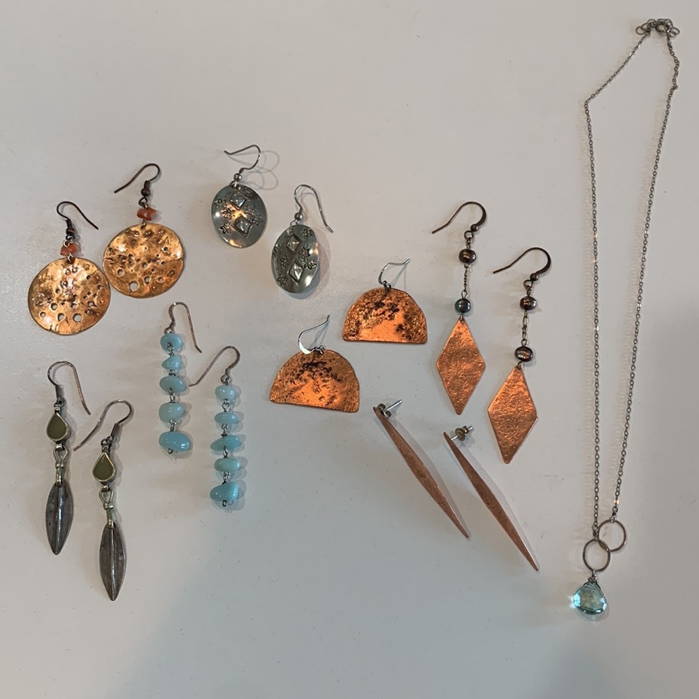 Handmade Artisan Copper Sterling Silver Jewelry Earrings Necklace Lot/Individual